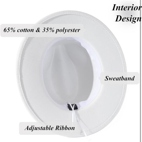 Fedora White Hat Unisex Classy Chic Men Women Buckle Strap - Picture 13 of 14